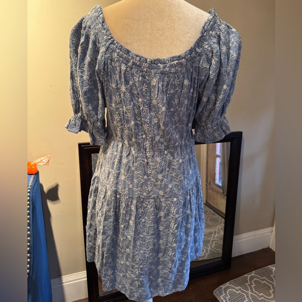 NWOT Old Navy Puff-Sleeve Tiered Mini Swing Dress Sz L - Picture 5 of 13